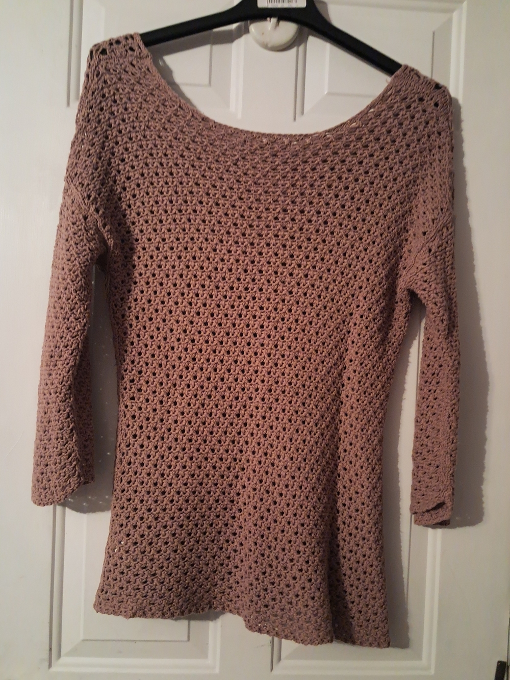 Old Navy Crochet Off-Shoulder Sweater in Mauve Pink